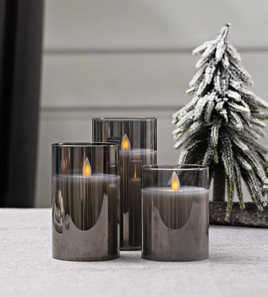 Battery Operated Candles with Timer Remote Glass Effect for Festival Wedding Home Decor