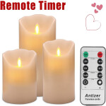 Antizer Flameless Candles Dripless Real Wax Pillars Realistic Dancing LED Flames