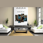 Abstract Blue Brown Wall Art Painting Pictures For Home Decor