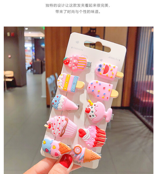 10 PcsSet Cute Cartoon Unicorn Hair Clips Girls Kids Lovely Ice Cream Hairpins Headband Barrettes Fashion Hair Accessori