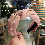 New Cross Knotted Pearl Headbands For Women Girls Solid Wide Beads Turban Twist Hairbands Bezel Head Hoop Hair Accessori