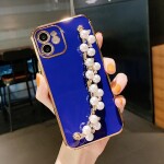 iPhone 12 13 Pro Max Case 6D Plating Pearl Chain Phone Case For iPhone 11 Pro Max XR XS Max 7 8 Plus X Wrist  Band cover