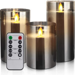 Battery Operated Candles with Timer Remote Glass Effect for Festival Wedding Home Decor