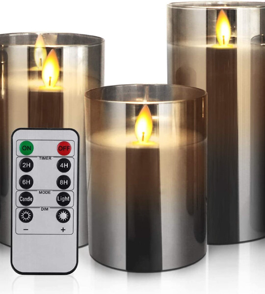 Battery Operated Candles with Timer Remote Glass Effect for Festival Wedding Home Decor