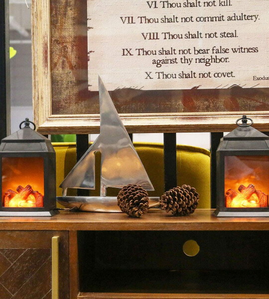 Fireplace Lantern Battery Operated USB Operated  Timer Included Tabletop For Decor Indoor Or Outdoor