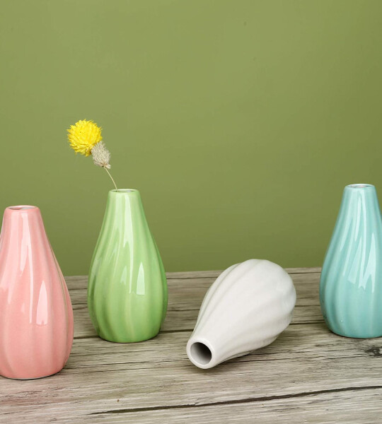 Small Ceramic Flower Vase Set for Home Decor Living Room, OfficeTable and Wedding