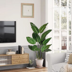 Artificial Plants Fake Banana Leaf Plant Travelers Palm Tree Potted  for Home Decor