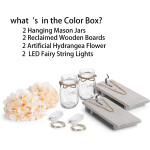 Rustic Wrought Iron Hooks Silk Hydrangea and LED Strip Lights  Home Decoration