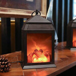 Fireplace Lantern Battery Operated USB Operated  Timer Included Tabletop For Decor Indoor Or Outdoor