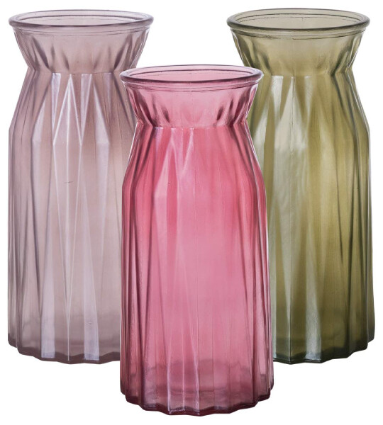 Flower Vase Colored Rose Glass Decorative Centerpiece for Home