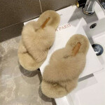 Ladies Band Flat House Fur Slippers