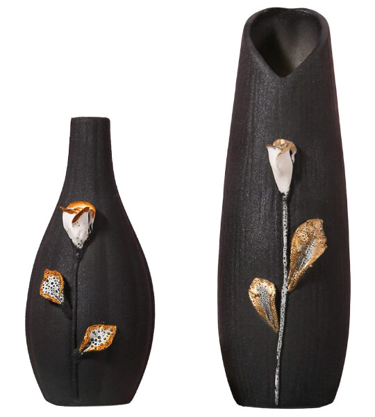 Black Ceramic Vases Sets Flower Vase Sets for Home Decoration