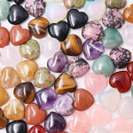 Puff Hearts Healing Palm Crystal Set with Gift Iron Box for Chakra Reiki Home Decoration