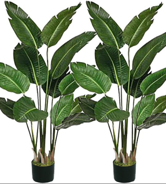Artificial Plants Fake Banana Leaf Plant Travelers Palm Tree Potted  for Home Decor