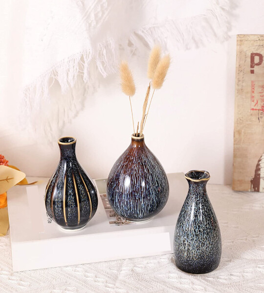 Small Ceramic Vase Set Decorative Modern Floral Vase for Home Decor