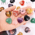 Puff Hearts Healing Palm Crystal Set with Gift Iron Box for Chakra Reiki Home Decoration