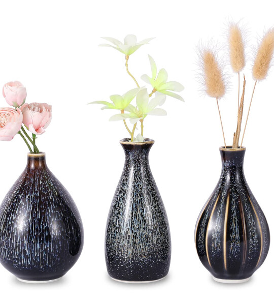 Small Ceramic Vase Set Decorative Modern Floral Vase for Home Decor