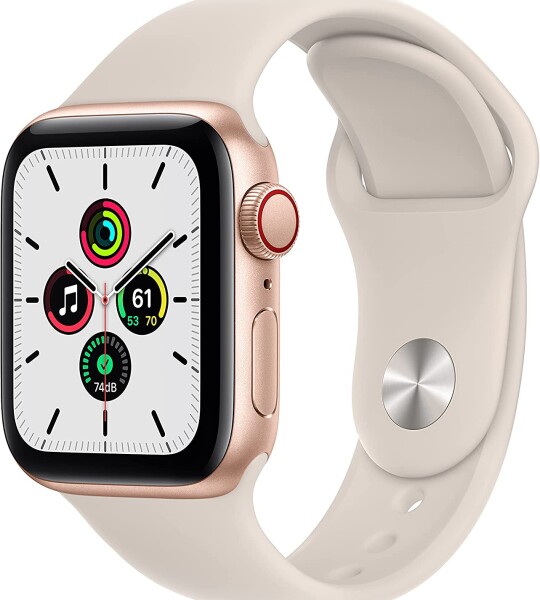 Apple Watch SE [GPS + Cellular 40mm] Smart Watch w/ Gold Aluminium Case with Starlight Sport Band Fitness & Activity