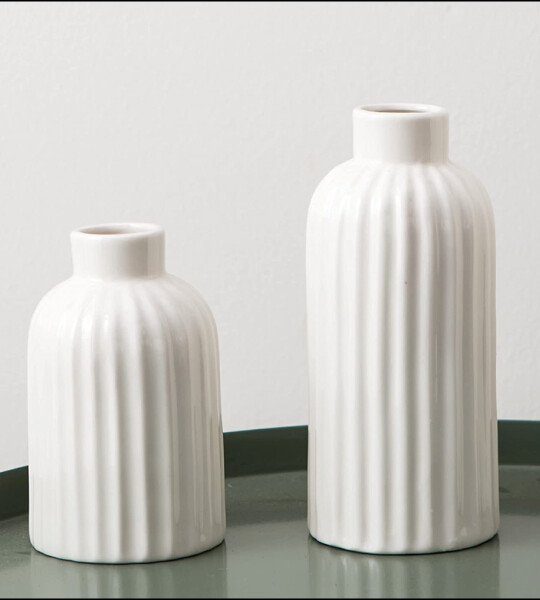 White Ceramic Vase Glaze Finish Flower Vases Home Decoration