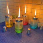 Mason Jar Tabletop Troches  Glass Jar  Silver Stainless Steel Lids   for Patio Garden Camping Decor