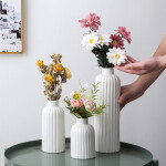 White Ceramic Vase Glaze Finish Flower Vases Home Decoration