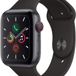 (Refurbished) Apple Watch Series 5 (GPS + Cellular, 44MM) - Space Gray Aluminum Case with Black Sport Band