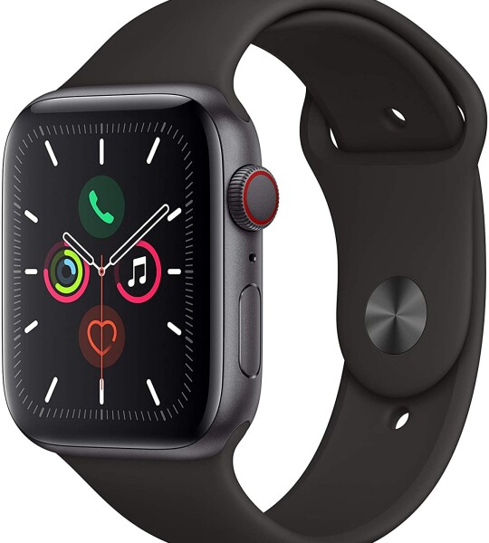 (Refurbished) Apple Watch Series 5 (GPS + Cellular, 44MM) - Space Gray Aluminum Case with Black Sport Band