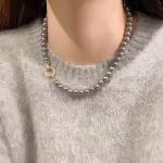 French Elegant Micro Set Zircon Round Buckle Imitation Pearl Beaded Necklace – Women's Temperament Jewelry Sweet Accessories.