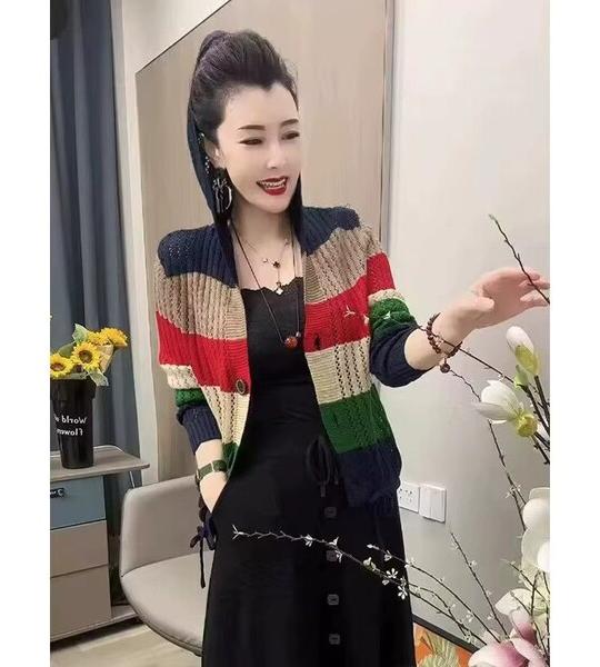 Women's Fashion All-Match Patchwork Knit Cardigan – Autumn Winter Casual Loose Hollow Out Button Sweaters Lady Y2K Tops.