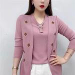 New Spring Autumn Women's T-Shirt Blouse – Middle-Aged Elderly Mothers Fake Two Tops Fashion Bottoming Shirt Female Casual.