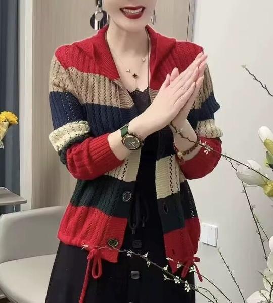 Women's Fashion All-Match Patchwork Knit Cardigan – Autumn Winter Casual Loose Hollow Out Button Sweaters Lady Y2K Tops.