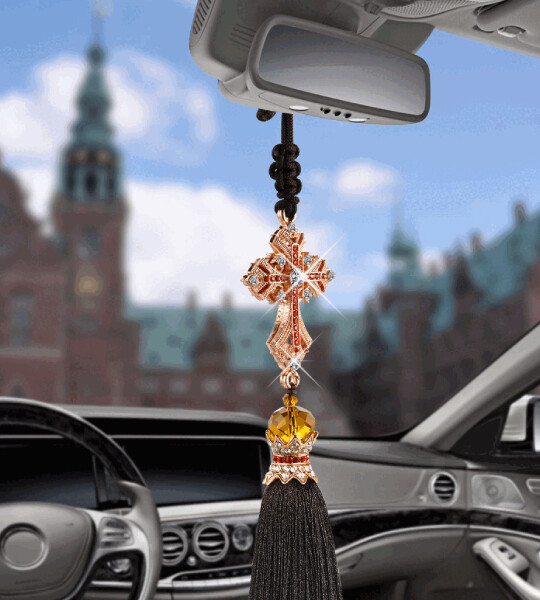 Car Pendant Crystal Diamond Jesus Cross Car Decoration