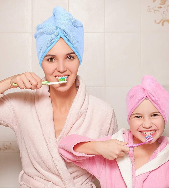 YoulerTex Microfiber Hair Towel Wrap for Women, 2 Pack 10 inch X 26 inch, Super Absorbent Quick Dry Hair Turban for Dry.