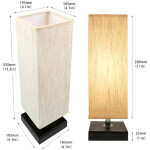 Small Bedside Table Lamp Solid Wood Bedroom Lamp with Square Fabric Shade for Home Decoration