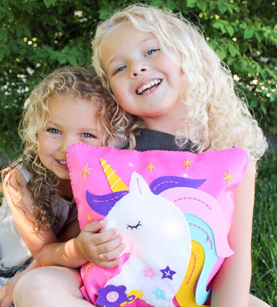 Unicorn Pillow Kit - Easy Kids Crafts for Girls & Boys - Sewing Kit for Kids with Lights - Unicorns gifts teens girl toys for girls ages 8-12