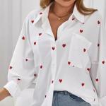Outside Women's Casual Printed Love Loose Shirt.