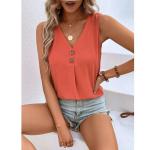 Summer V-neck Vest Top Fashion Button Sleeveless T-Shirt Loose Casual Women's Clothing.