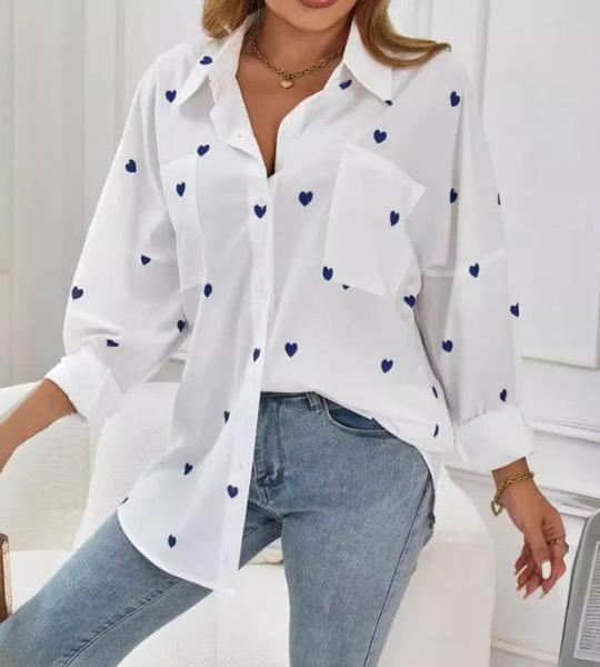 Outside Women's Casual Printed Love Loose Shirt.