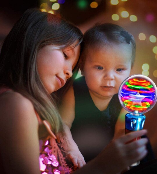 ArtCreativity 7.5 Inch Light Up Magic Ball Toy Wand for Kids - Flashing LED Wand for Boys and Girls - Thrilling Spinnin