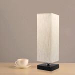 Small Bedside Table Lamp Solid Wood Bedroom Lamp with Square Fabric Shade for Home Decoration