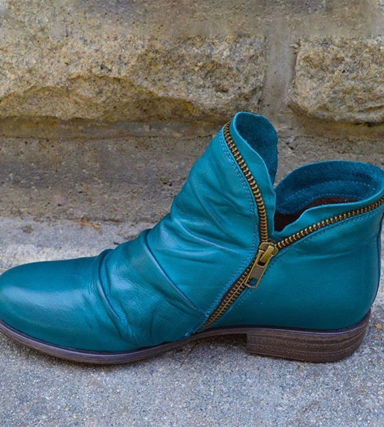 Woman Flat Zipper Style Boots Shoes