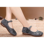 Cresfimix Mocasines Mujer Women Cute Black Light Weight Floral Ballet Shoes Lady Casual Buckle Strap Anti Skid Dance Sho