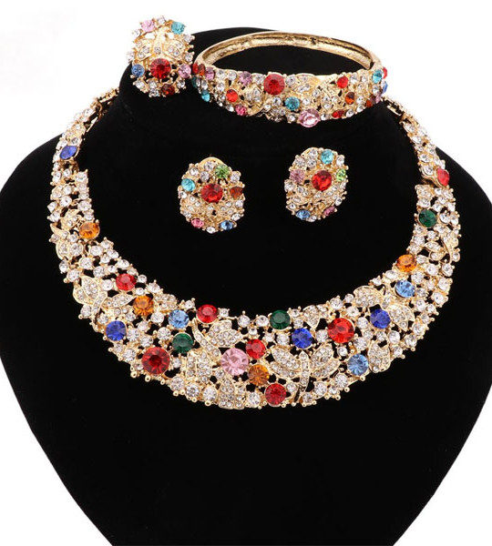 Women necklace for party wedding Boho crystal statement necklace with earrings