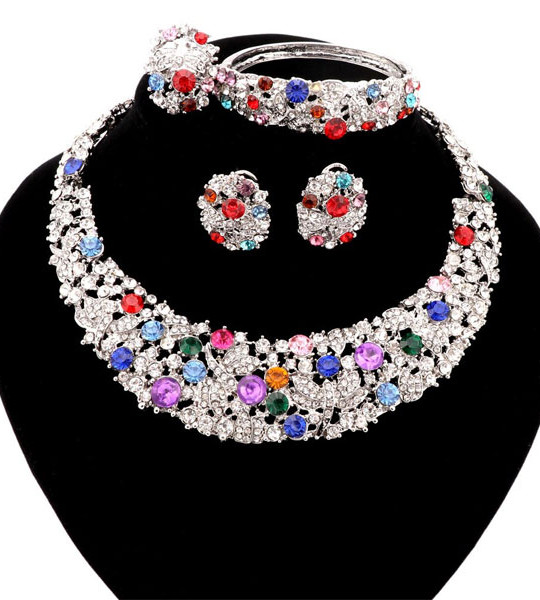Women necklace for party wedding Boho crystal statement necklace with earrings