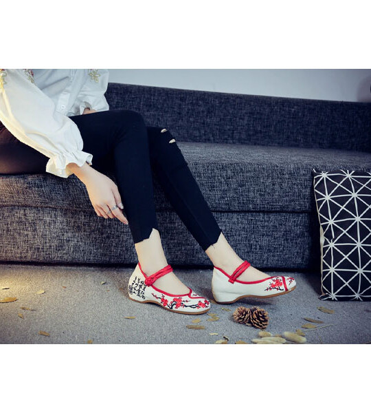 Womens Cotton Fabric Flat Shoes