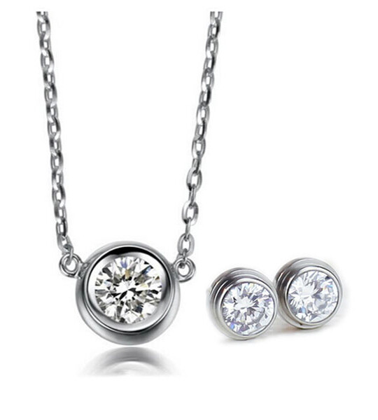 Zircon Crystal Jewelry Sets Chain Necklace+Earrings